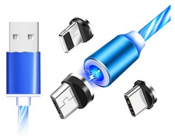 Cavo di ricarica in corda con connettori magnetici USB-C, MicroUSB, Lightning 1 metro