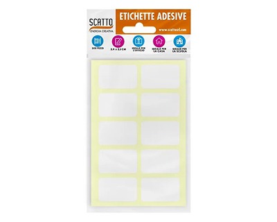 Scatto 751 Etichette adesive bianche multiuso, misura 34 mm x 21 mm 200  etichette - OFBA srl