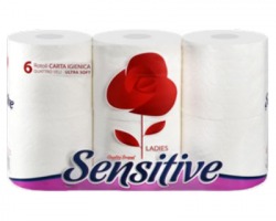 Sensitive Carta igienica a 4 veli conf. da 6 rotoli, 175 strappi