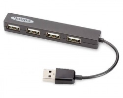 Ednet Mini Hub USB 2.0 a 4 porte, velocità di trasferimento fino a 480Mbps