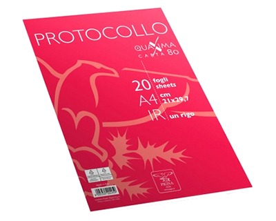 Fogli protocollo Pigna - Rigatura 1R - Righe medie e superiori - 200 fogli  - 80 g